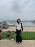 Keshu Summer Washing Denim Wide Pants