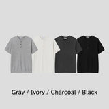 Logan Ribbed Muscle Fit Henley Neck Short Sleeve T-shirt