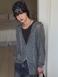 Via See-through Knit Hood Zip-up