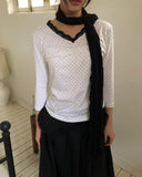 Herang Dot Lace Three Quarter Sleeve T-Shirt