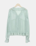 Mauve Frill See-through Blouse