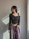 Precky One Shoulder Ribbed Cardigan