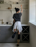 Foldy Unbalanced Shibori Strap Skirt