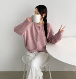 Fluffy Avant-Fit Shibori Alpaca Long Sleeve Cardigan