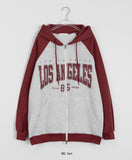 Mikae two-way color matching brushed printing over hood zip-up