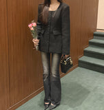 Line Tweed Quilted Line Short Jacket