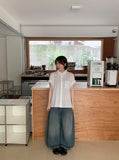Mutella summer denim balloon wide pants