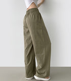 Summer Pin Tuck Long Wide Banding Pants