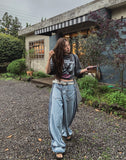 Poin Track Reverse Balloon Denim Pants
