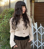 Aring Boucle Knit Ribbed Crop Cardigan