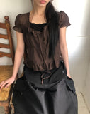 Burun Strap Frill Short Sleeve Blouse