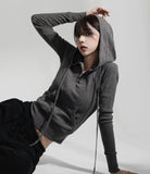 Sand Gray Slim Hood Zipup