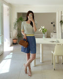 Shushu Short Sleeve Stripe Square Knit