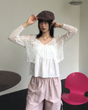 Nubin velvet ribbon sleeveless blouse