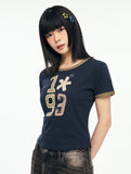 W 1993 Flower Baby Ringer T-shirt
