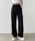 Linen Pocket Cargo Banding Straight Wide Cotton Pants
