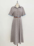 Etoile Color Matching Stripe Shirt One Piece (Belt Set)