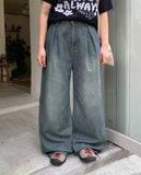 Otsui Pintuck Summer Washing Wide Denim Pants