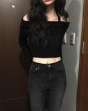 Zuhi shirring off-shoulder knit