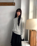 Neha loose wool round neck cable knit