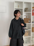 [BAONHAUS] Malbon Check Shirring Collar Blouse