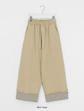 Monique Check Color Matching Cotton Wide Banding Pants