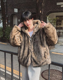 Chase Wolf Fur Hooded Zip-Up