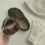 Winter Full Lining Fur Leopard Fur Slippers