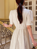 Canela Stripe Collar Shirt One Piece (Belt Set)