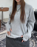 Tove Waffle Henley Neck Long Sleeve Tee