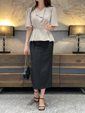 Jed-in Drape Chiffon Peplum Blouse