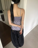 Cushing Flower Pattern Frill Sleeveless Blouse