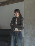Oul vintage washing biker leather jacket
