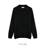 Open collar mesh knit