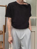 Uke Shoulder Henley Neck Muscle Fit Half Knit