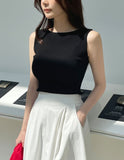 Marine Lip Neck Ribbed Knit Sleeveless