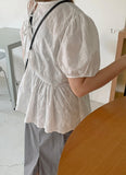Lingo Lace Ribbon Shirring Blouse