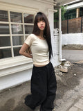 Mojou U-neck Slim Round Short Sleeve T-shirt