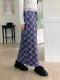 Shabin Vintage Y2K Checkered Ribbon Long Skirt