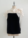 Henin Tie Color Matching Tulip Sleeve Blouse