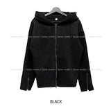 Brock Shoulder Rivet Ribbed Hoodie Zip-Up