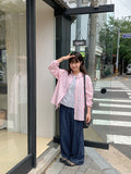 Nenbi banding wide denim pants