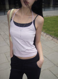 Heart Color Matching Halter Layered Sleeveless Set