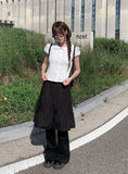 Adam Pintuck Midi Cotton Flare Skirt