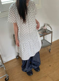 Totomi Dot Shirring Short Sleeve One Piece