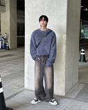 Mud washed wide jeans