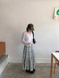 Reimi Banding Check Tiered Long Skirt