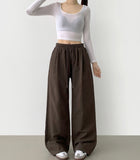 Nanspan banding pin tuck back cut mega wide pants