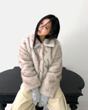 Sevin Collar Two-Tone Fur Jacket