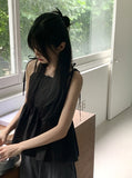 Pocon Shirring Ribbon String Corset Sleeveless Blouse